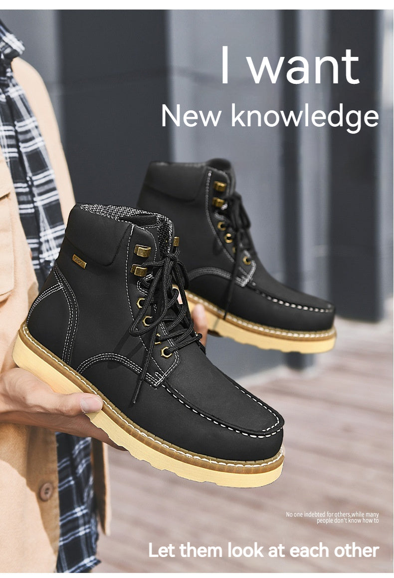 British High-top Leather Workwear Boots