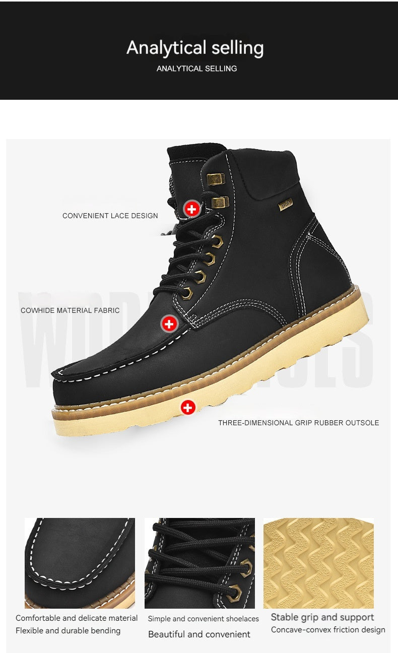 British High-top Leather Workwear Boots