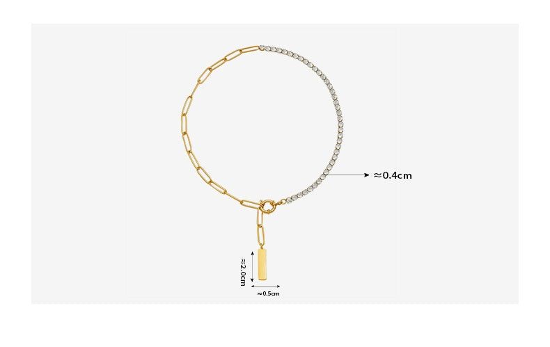 Square Strip Pendant Stainless Steel Necklace