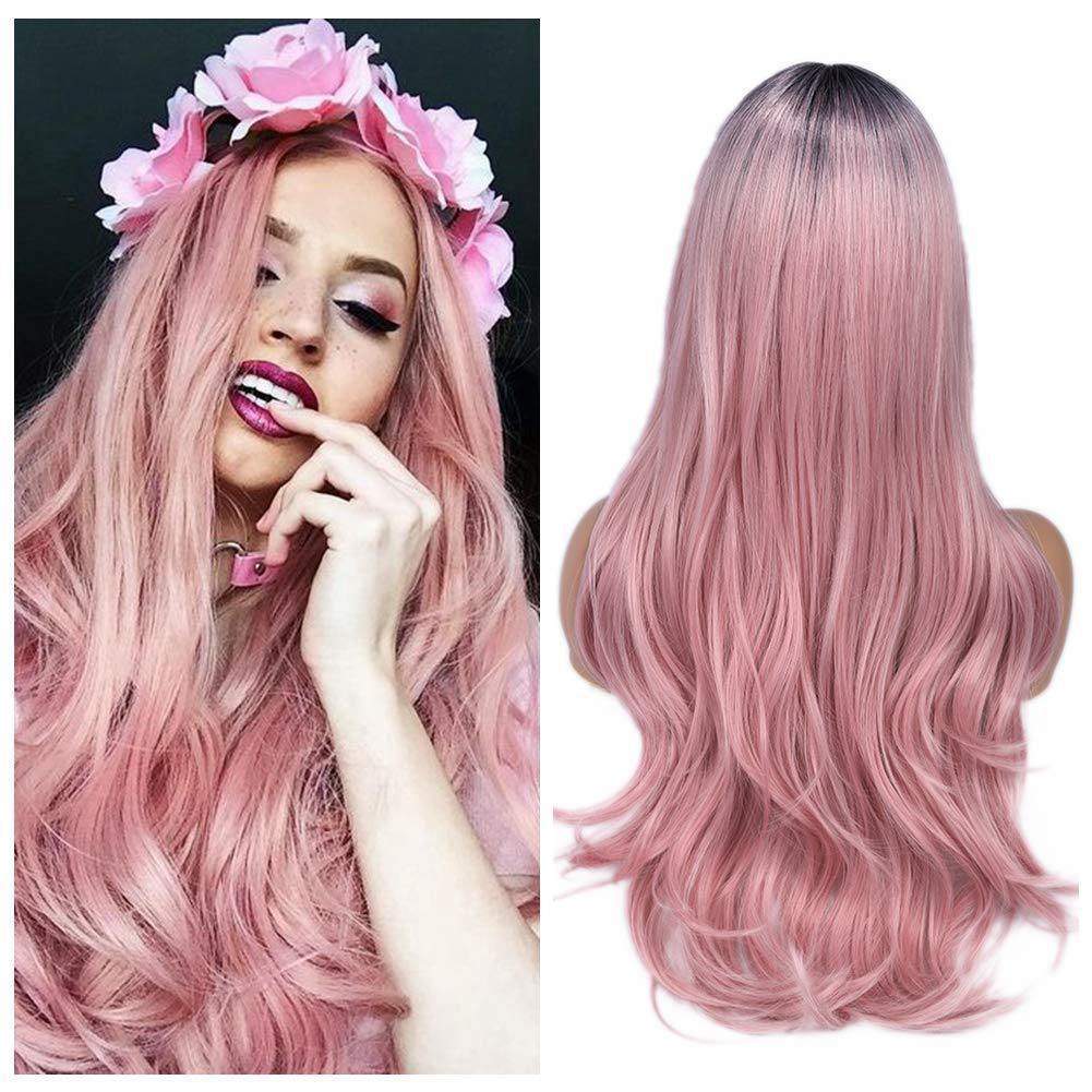 Blonde Ombre Long Curly Wig Black Root