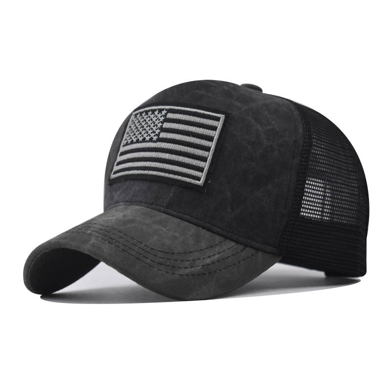Men's Washed Distressed Embroidered Breathable Hat