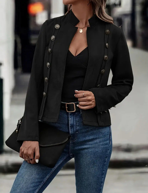 Women's Double-Breasted Deerskin Velvet Retro Jacket