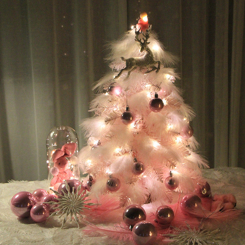 Pink Feather Desktop Christmas Tree Ornament