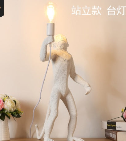Resin Black White Gold Monkey Lamp Pendant Light For Living Room Lamps Art Parlor Study Room Led Lights lustre With