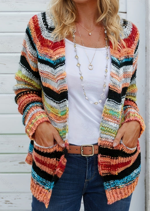 European and American Fashion Printed Knit Sweater