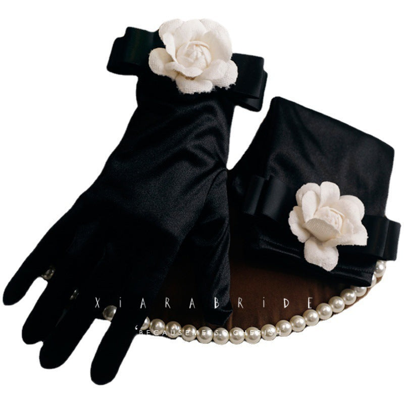 Women's Retro Black Evening Dress Gloves