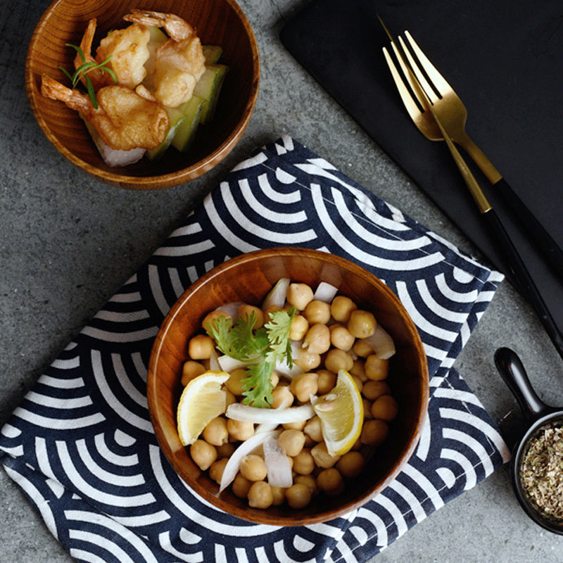 Japanese Style Wooden Rice and Soup Bowl