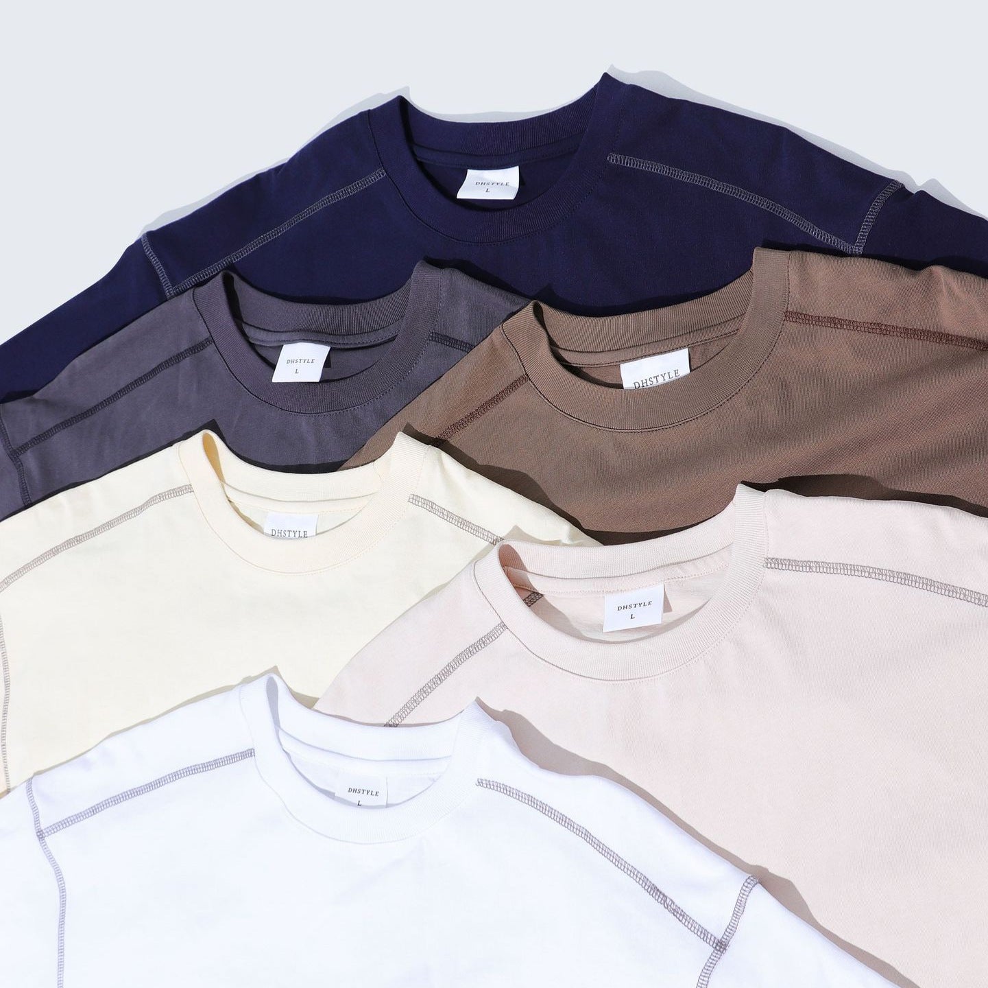Retro Casual Contrast Color Line T-shirt