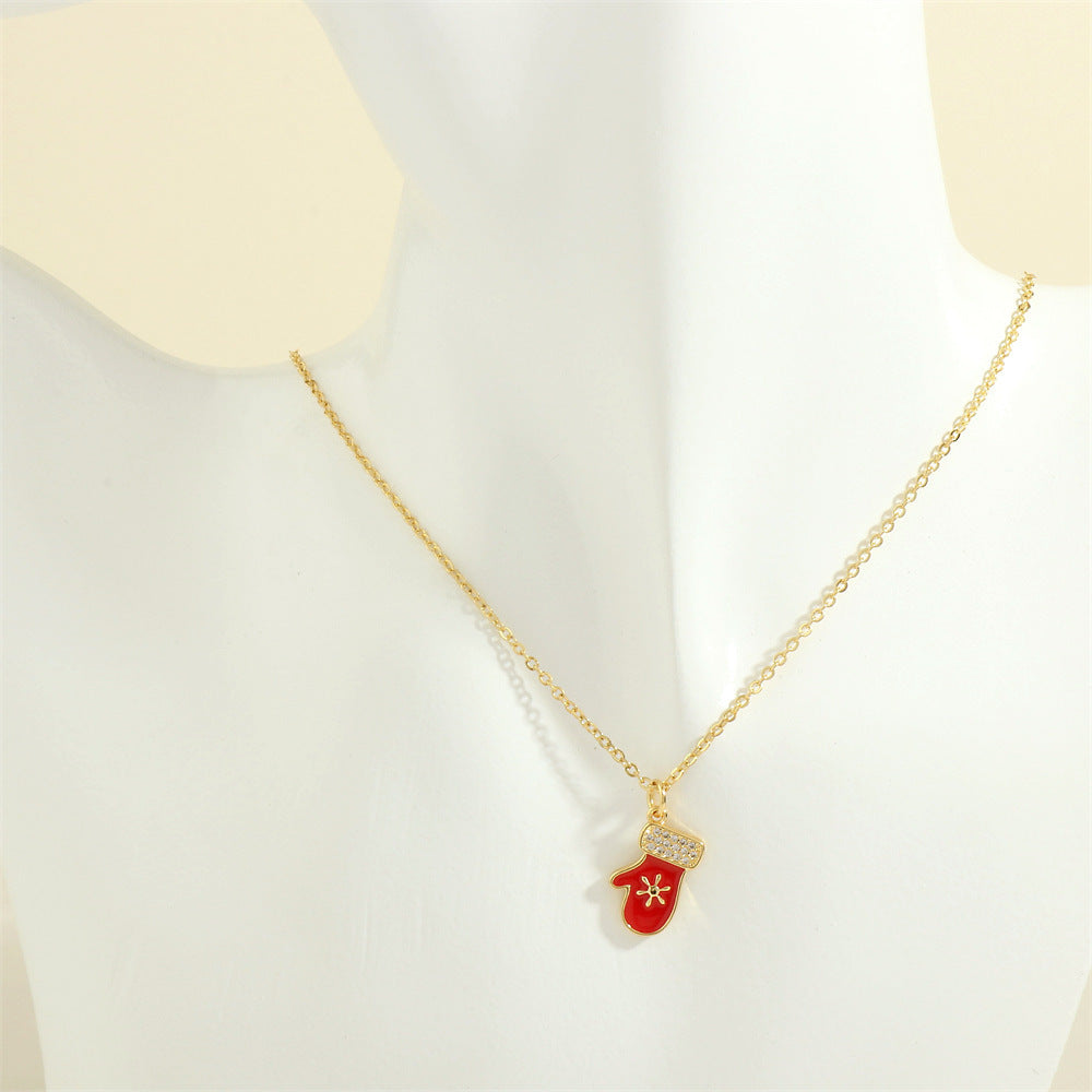 Christmas Necklace, Santa, Snowman, Rhinestones