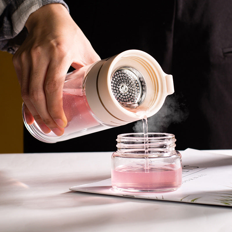 Glass Water Bottle with Tea Infuser and Double Wall