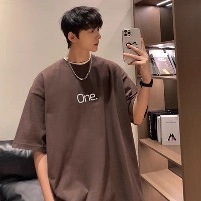 Summer Pure Cotton Plus Size Men’s Letter Tee
