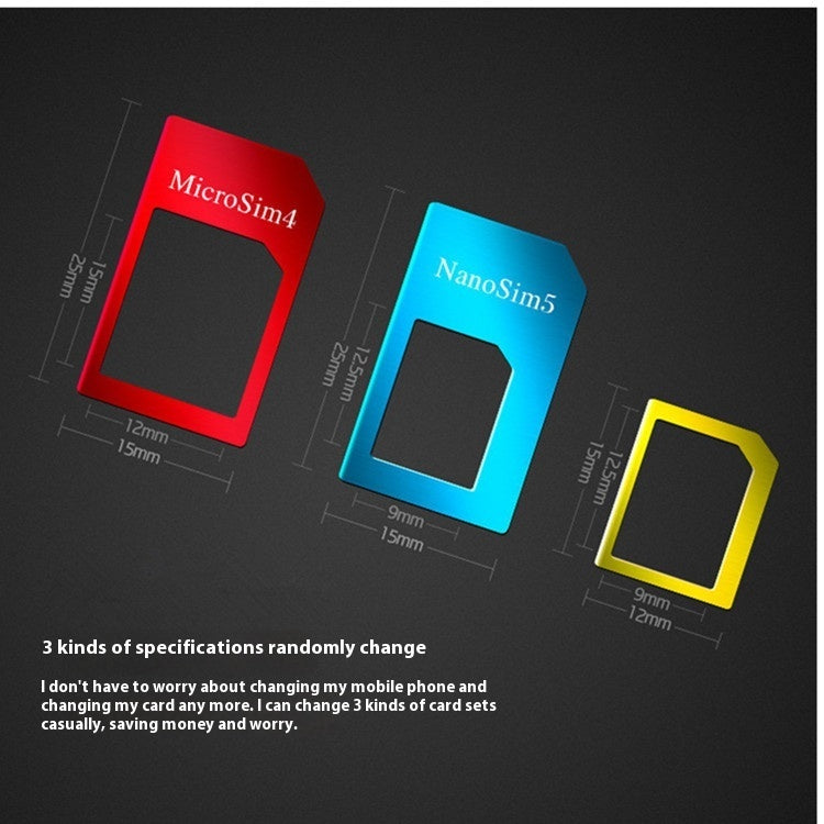 Metal SIM Support Sleeve Standard to Micro SIM Restorer 5-Piece Set