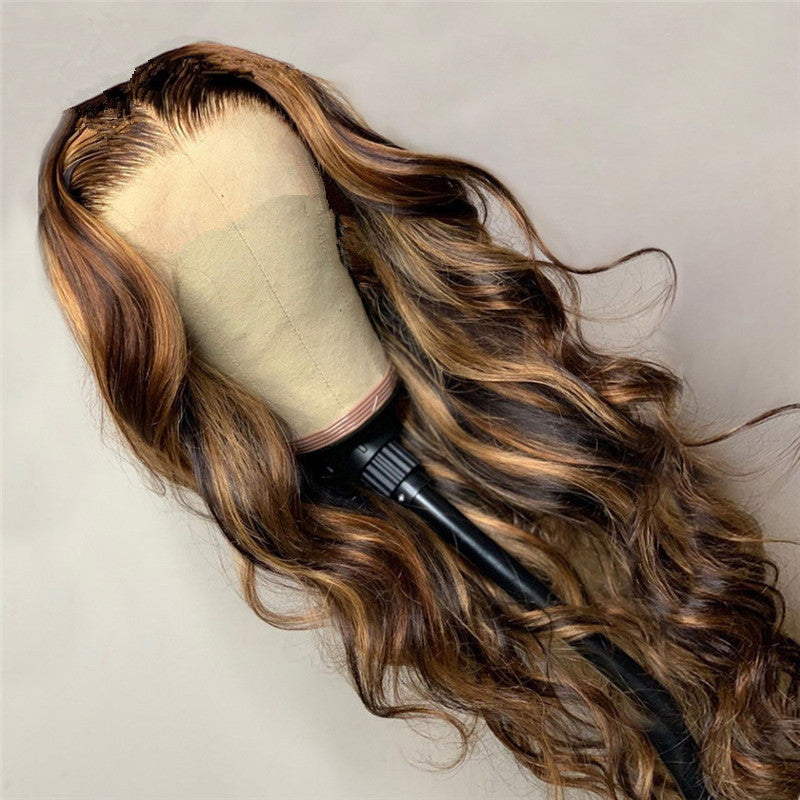 Long Curly Synthetic Wig with Rose Net - Women's Fashion