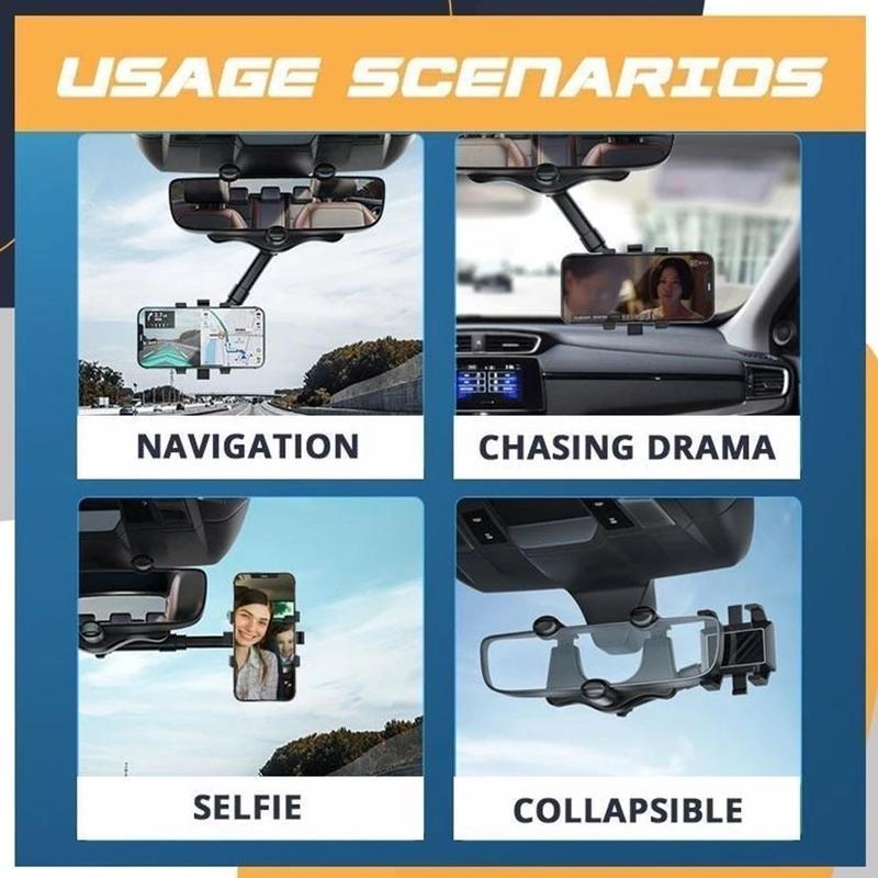 Rotatable Rearview Mirror Phone Holder for Car