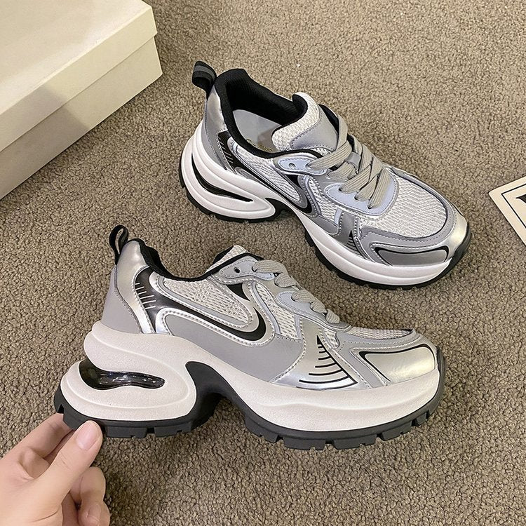 Thick Bottom Leather Clunky Sneakers