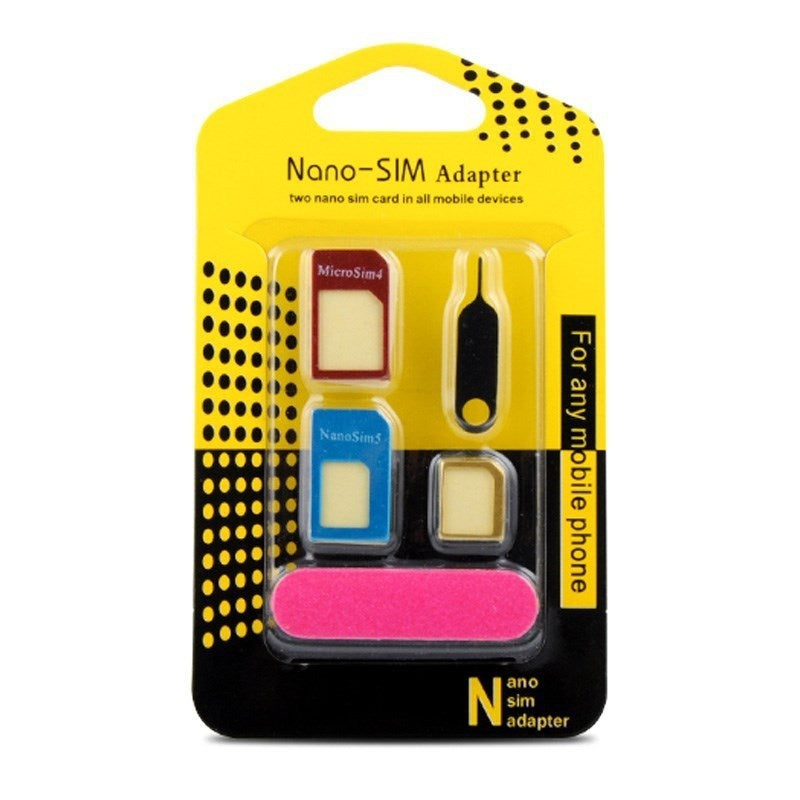 Metal SIM Support Sleeve Standard to Micro SIM Restorer 5-Piece Set