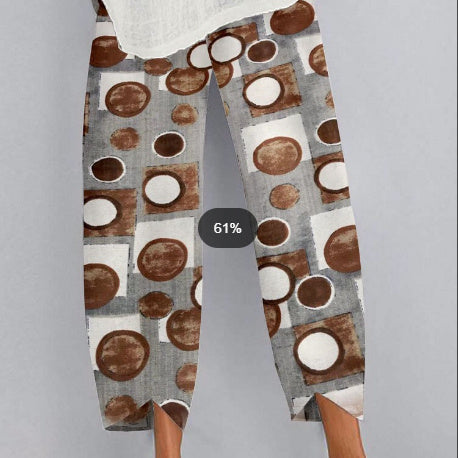 Women's Loose And Irregular Rendering Printing Elastic Waist Dungarees