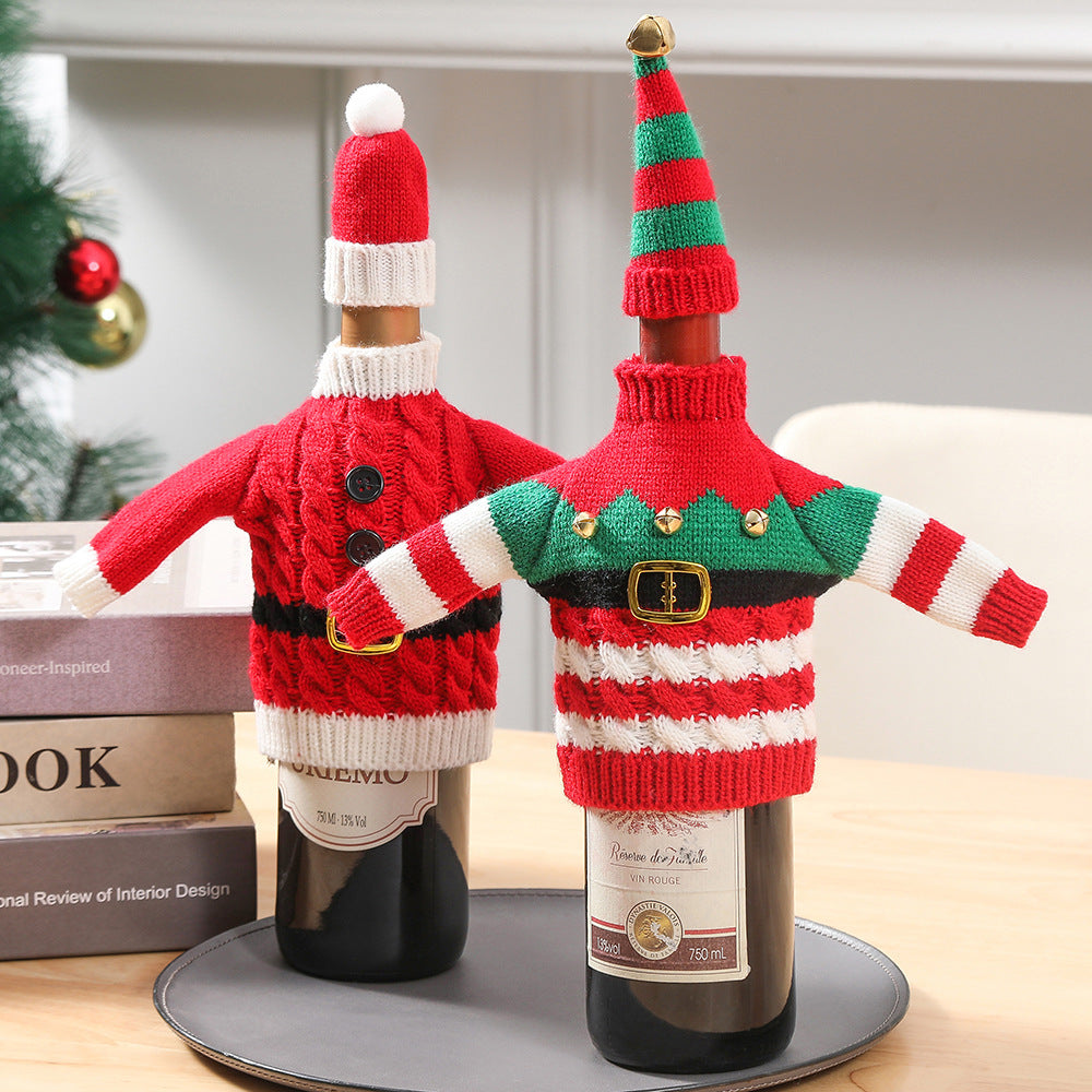 Christmas Knitted Wine Bottle Cover Decoration