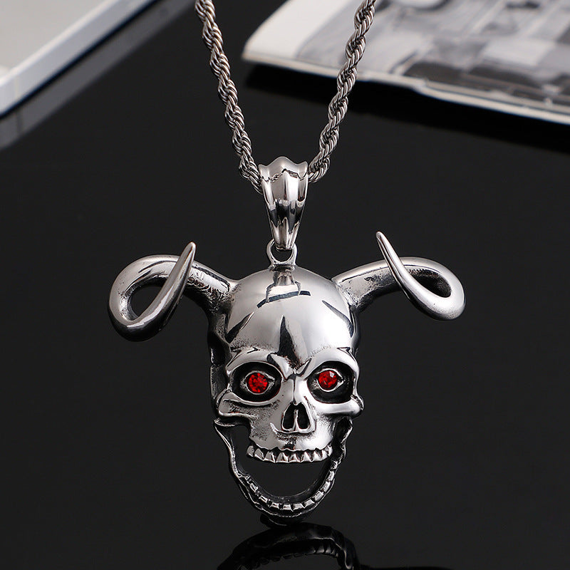Horn Ghost Head Domineering Necklace