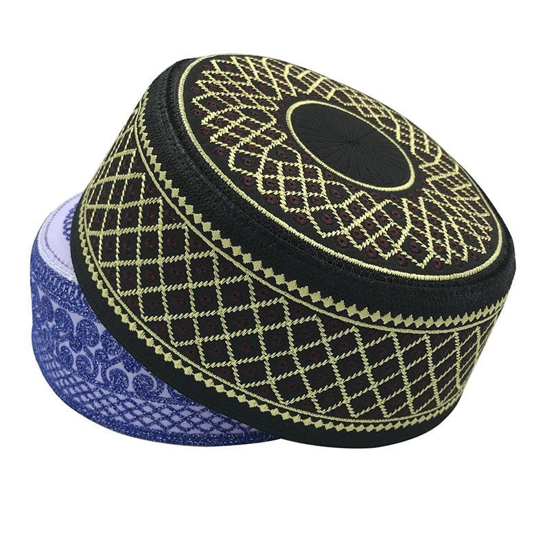 Muslim Cotton Embroidery Islamic Men Prayer Caps