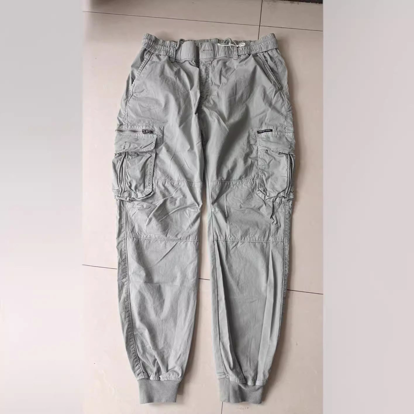 Solid Color Skinny Multi-pocket Men's Work Pants
