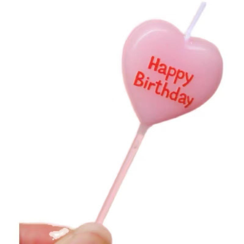 Love-Shaped Happy Birthday Cake with Candles