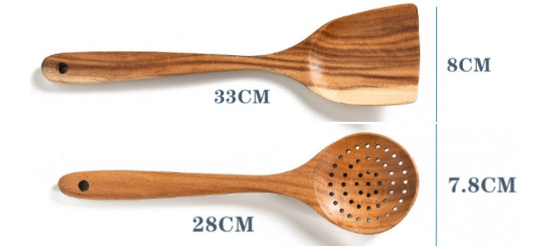 Teak Wood Cooking Utensil Set Kitchen Tools