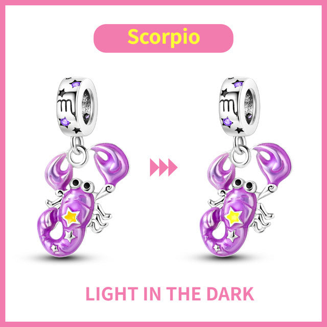 S925 Colorful Luminous Constellation Pendant
