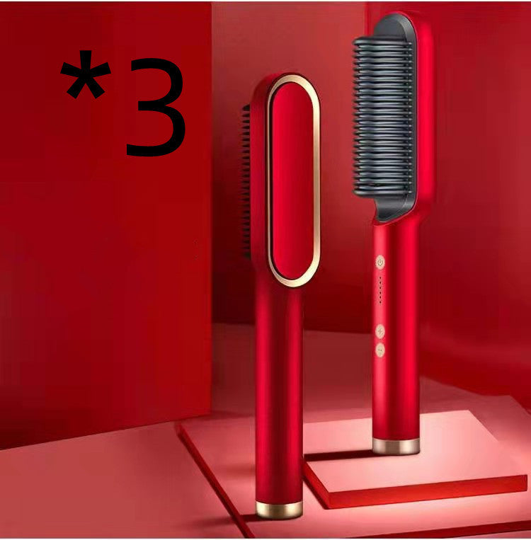 2 In 1 Hair Straightener Hot Comb Curling Brush