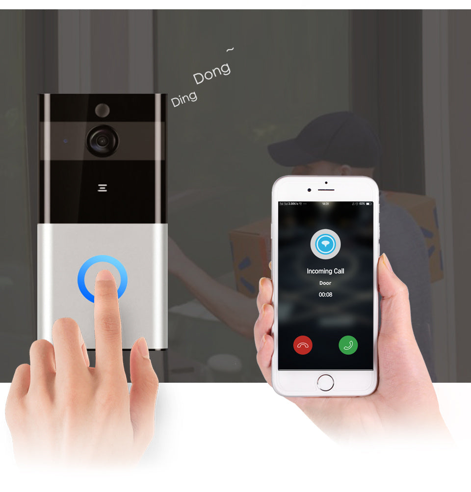 Marlboze 720P Smart WiFi Video Doorbell Wireless Intercom PIR Detection