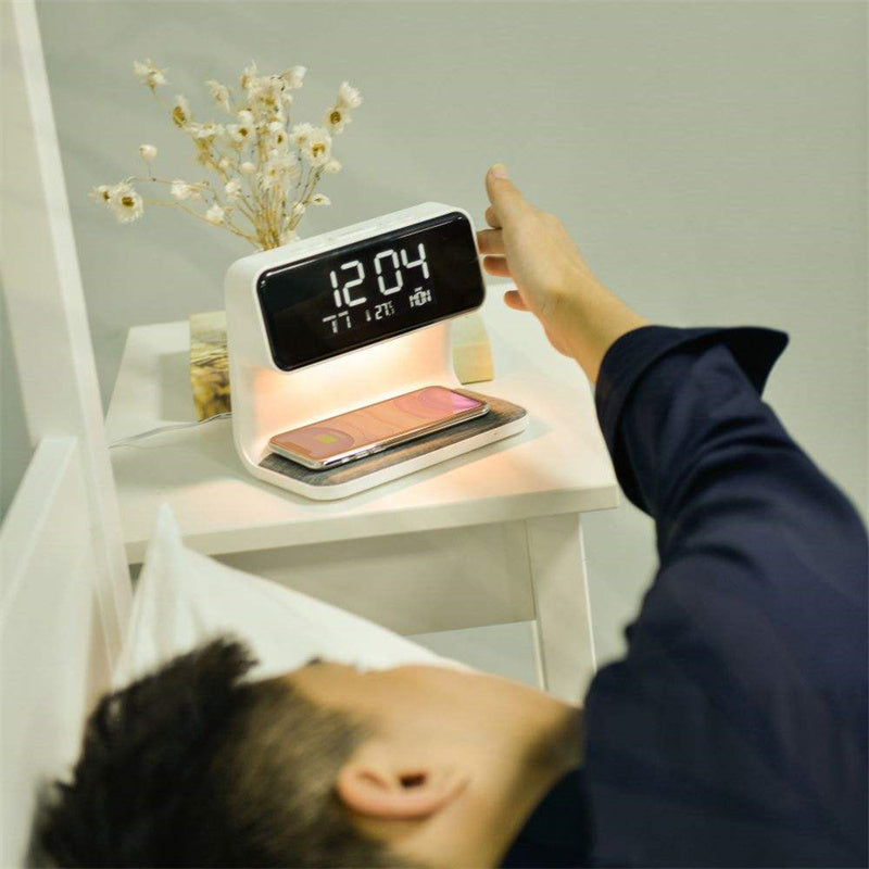 3-in-1 Bedside Lamp Wireless Charging Alarm Clock