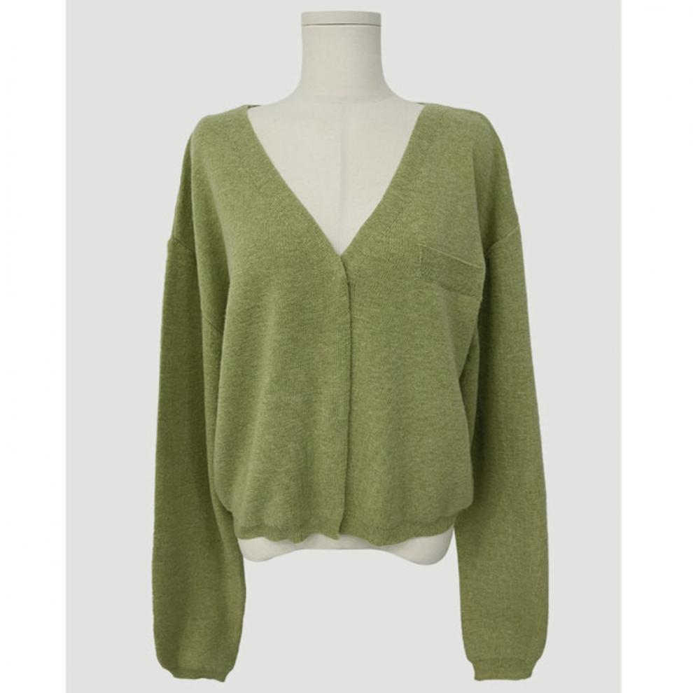 Idle Style V-neck Buckle Soft Loose All-match Long-sleeved Knitted Cardigan