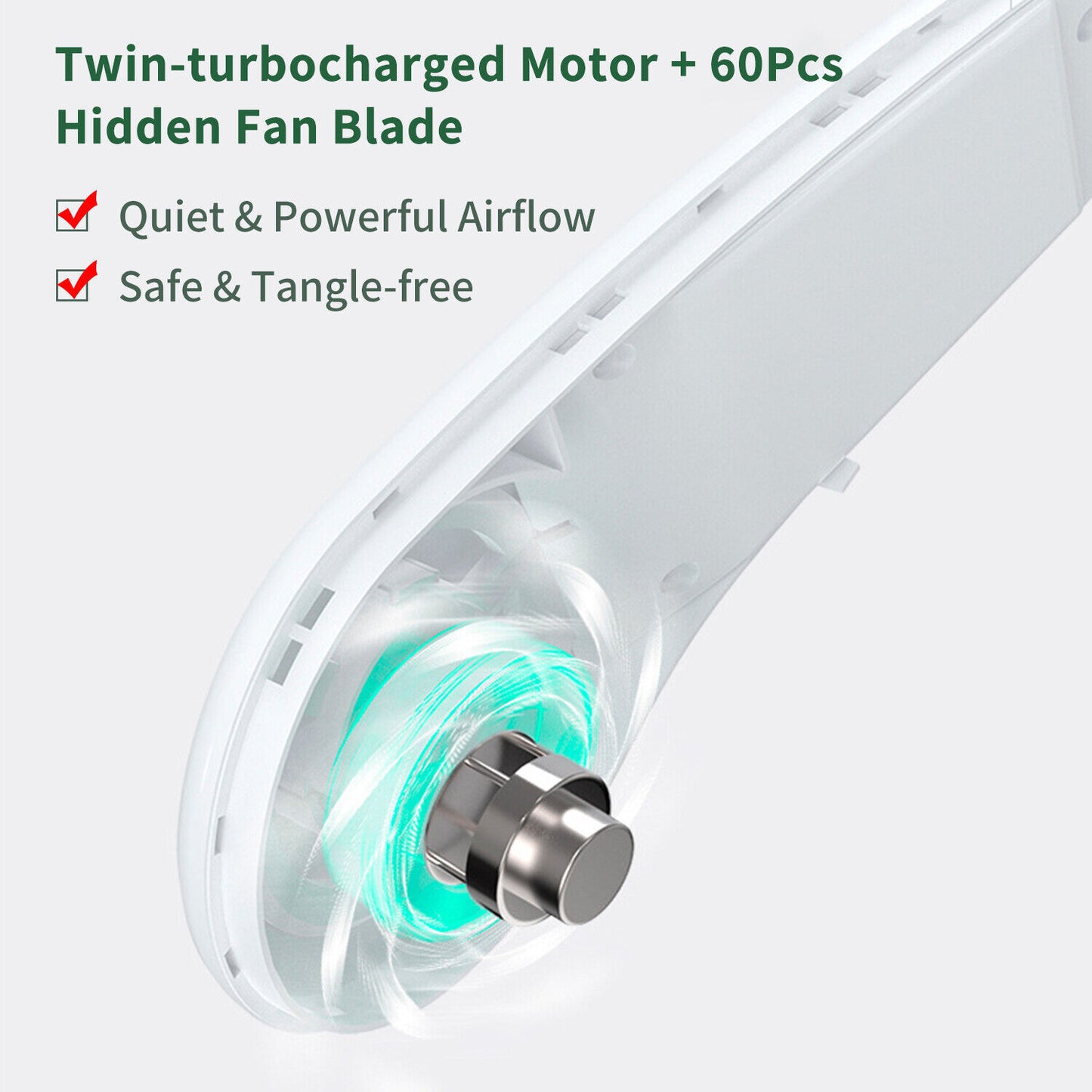 Portable Leafless Neck Fan 4000mAh Rechargeable