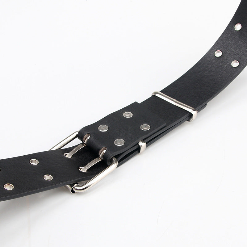 Women's Casual Star Double Row Air Hole Belt