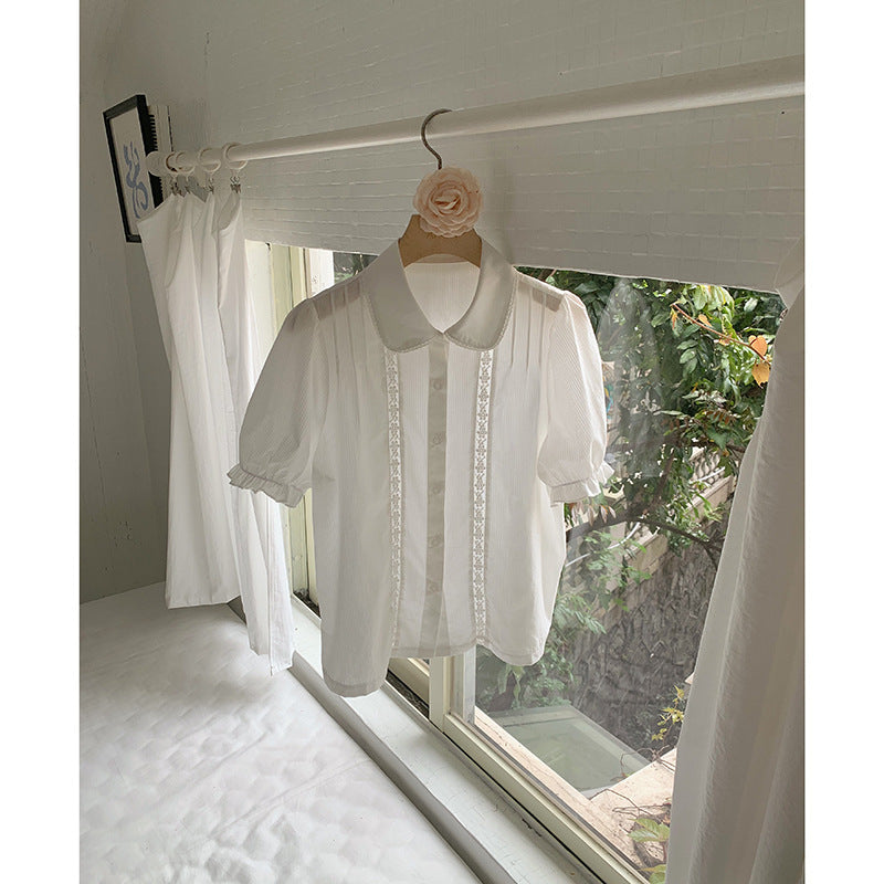 Women's Retro Lace Peter Pan Collar Shirt