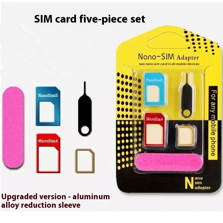 Metal SIM Support Sleeve Standard to Micro SIM Restorer 5-Piece Set