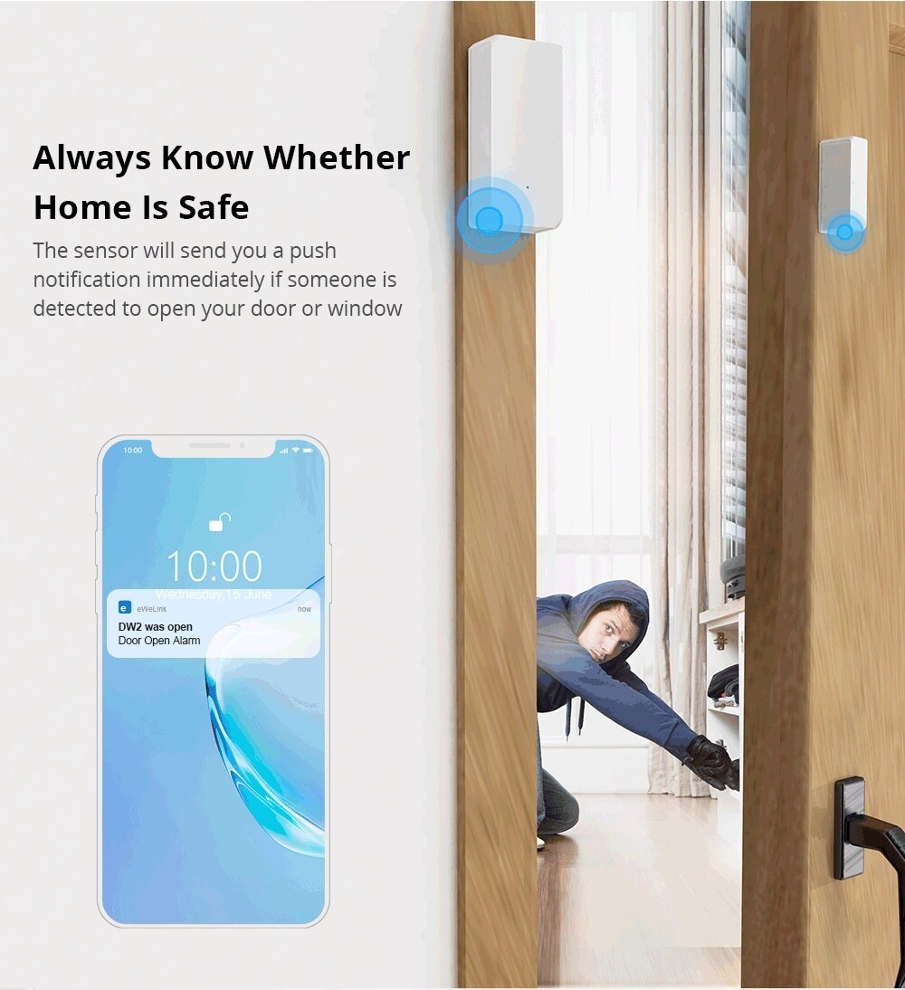 Wireless WiFi Door Window Sensor No Network Needed