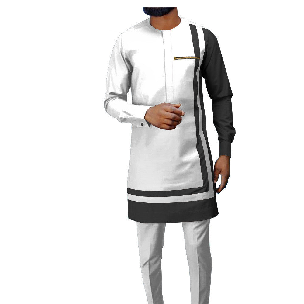 African Ethnic Printing Batik Cotton Men's Suit