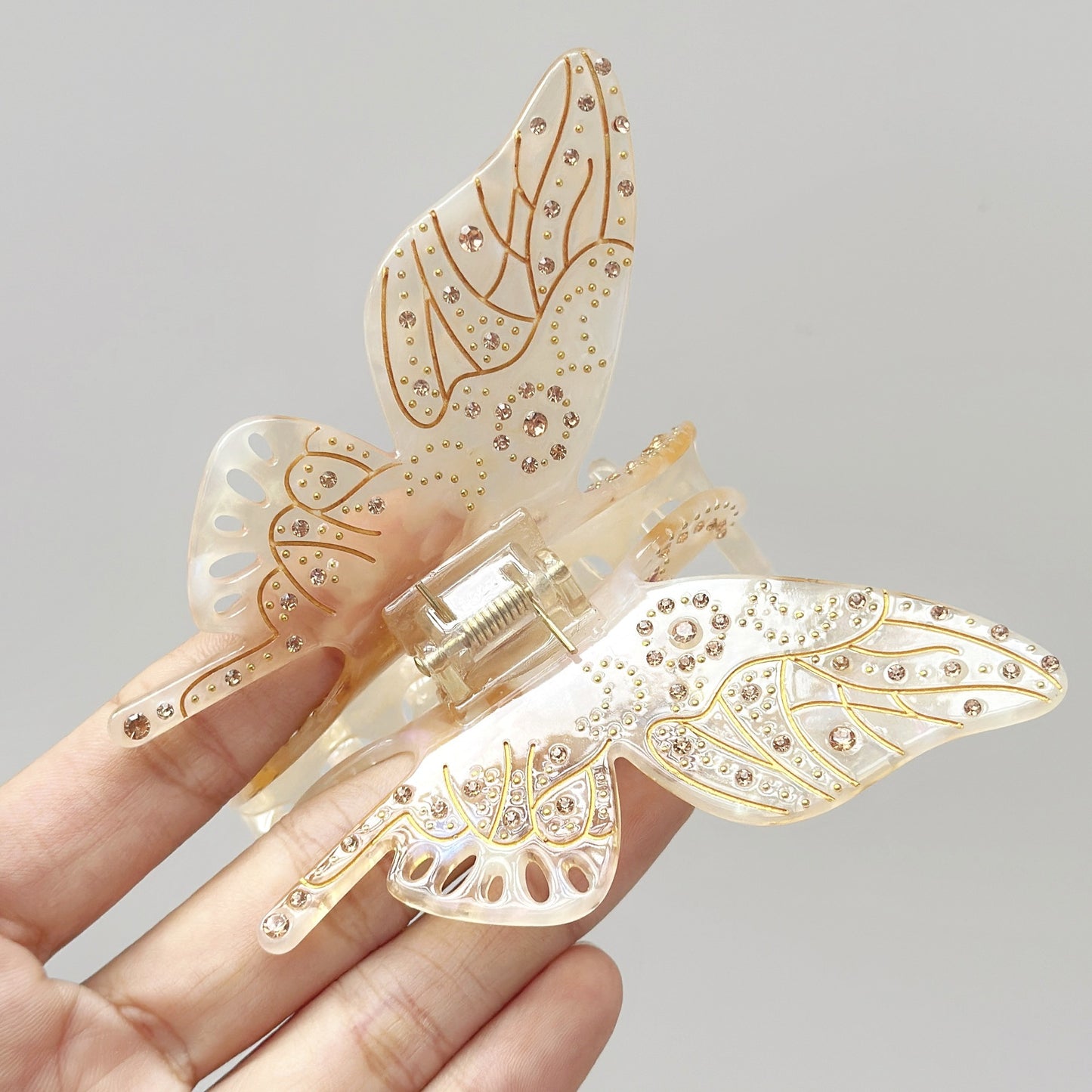 Light Luxury Glass Butterfly Hair Claw