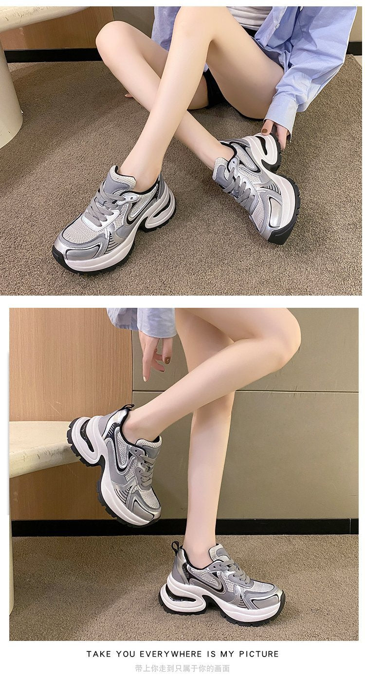 Thick Bottom Leather Clunky Sneakers