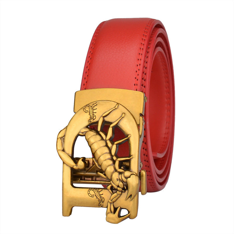 Men's Automatic Leather Bronze Belt
