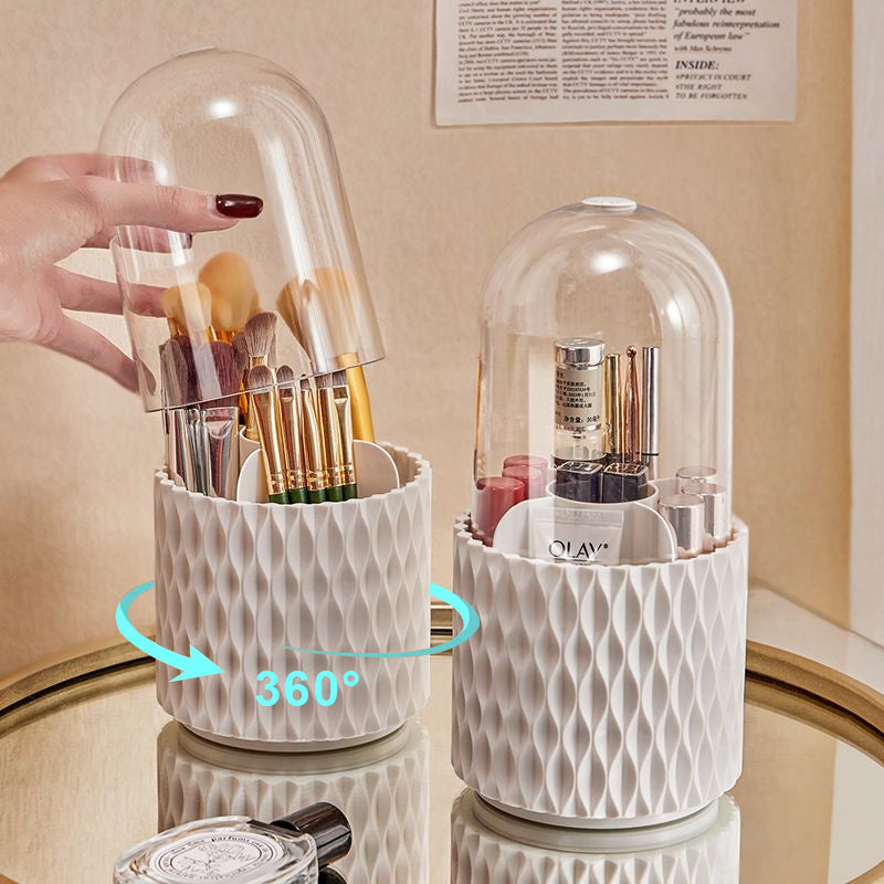 360° Rotating Makeup Brush Storage with Lid