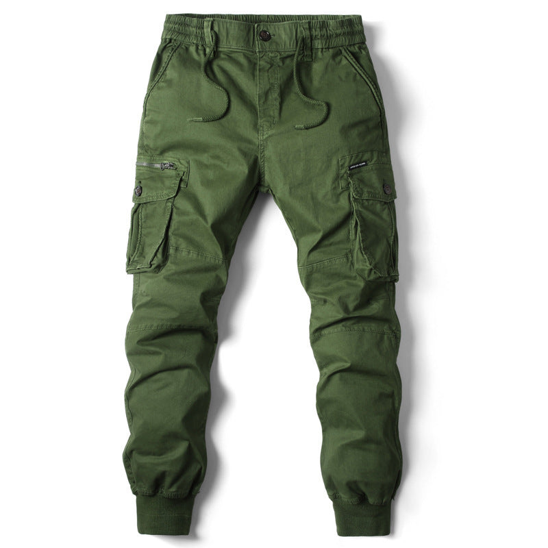 Solid Color Skinny Multi-pocket Men's Work Pants