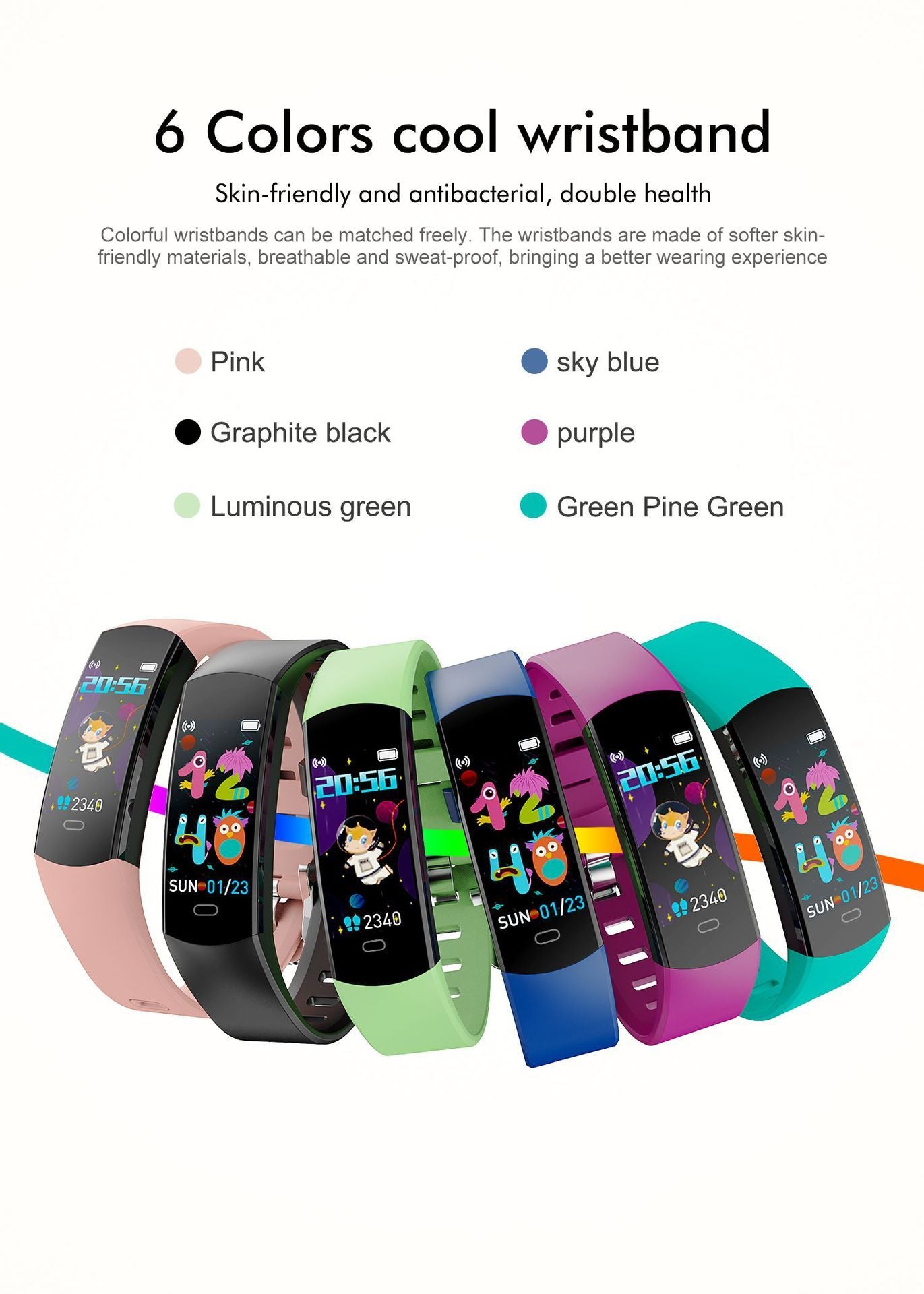 Children's Bracelet: Heart Rate, Blood Oxygen, Step Counter