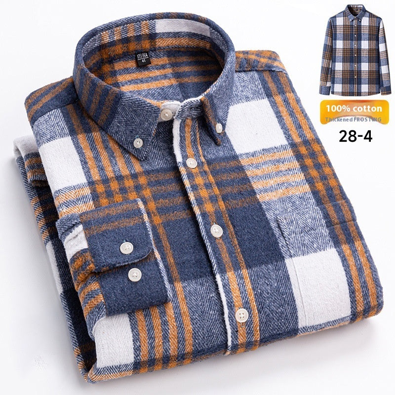 Retro Plaid Long Sleeve Men's Casual Shirt