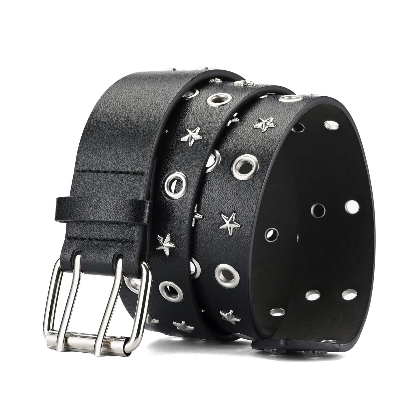 Punk Double Row Pin Buckle Denim Men's Belt