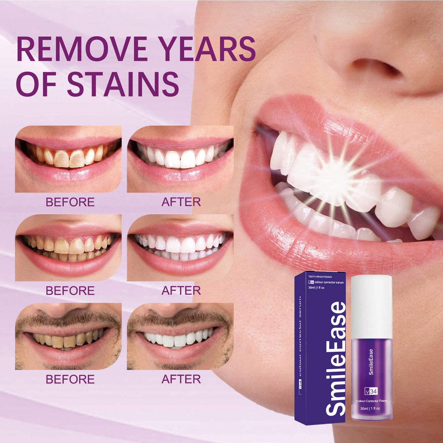 Purple Press Type Teeth Whitening Toothpaste