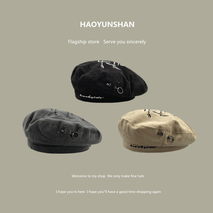 Personality Letter Embroidered Beret For Women