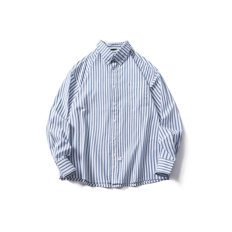 Casual Drop Shoulder Striped Long Sleeve Shirt Men
