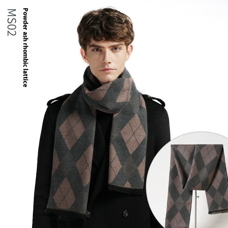 Simple Plaid Artificial Cashmere Warm Scarf
